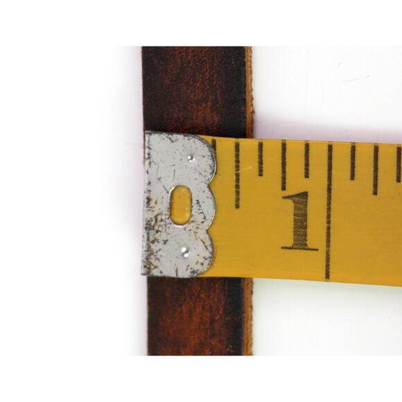 VTG BROWN REAL LEATHER 1/2"Wd HIPPO BUCKLE SKINNY DRESS WOMEN'S BELT Sz M (t73 - Picture 8 of 13